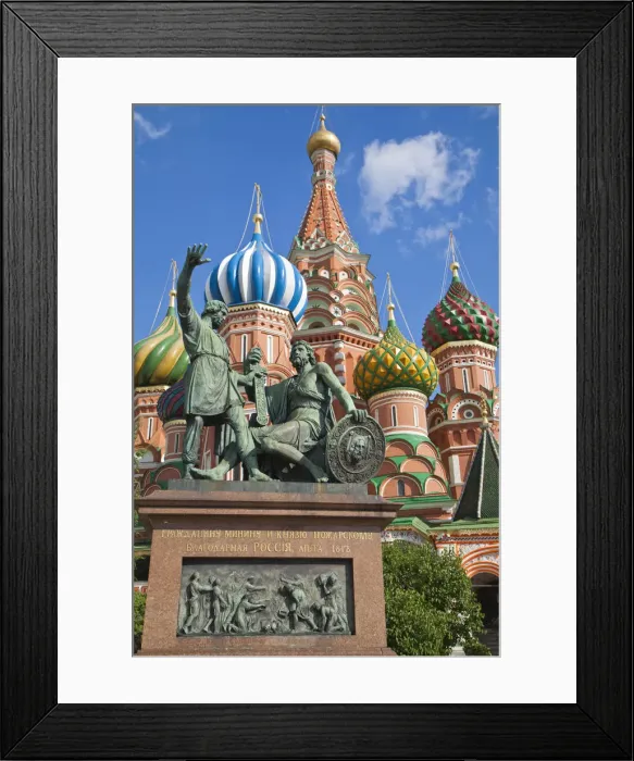 Framed Print : Russia, Moscow, Red Square, Statue of Kuzma Minin & Dmitry Pozharsky, St Basil s Framed Print : Russia, Moscow, Red Square, Statue of Kuzma Minin & Dmitry Pozharsky, St Basil s