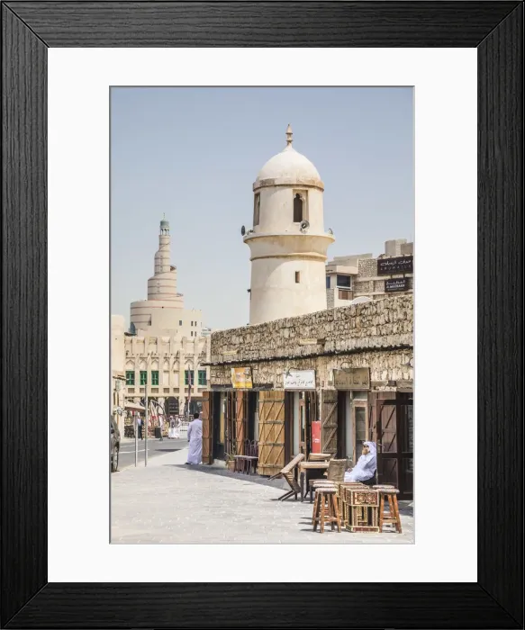 Framed Print : Sprial mosque of the Qatar Islamic Centre and Souk Waqif Doha, Qatar Framed Print : Sprial mosque of the Qatar Islamic Centre and Souk Waqif Doha, Qatar