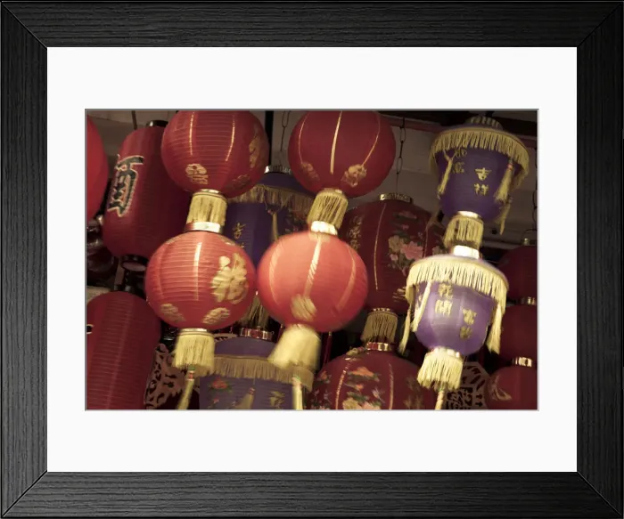 Framed Print : Chinese lanterns in shop front, China Town, Singapore