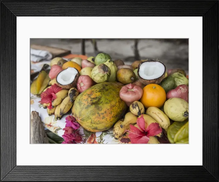 Framed Print : Local fruits, Anse Source D Argent beach, La Digue, Seychelles