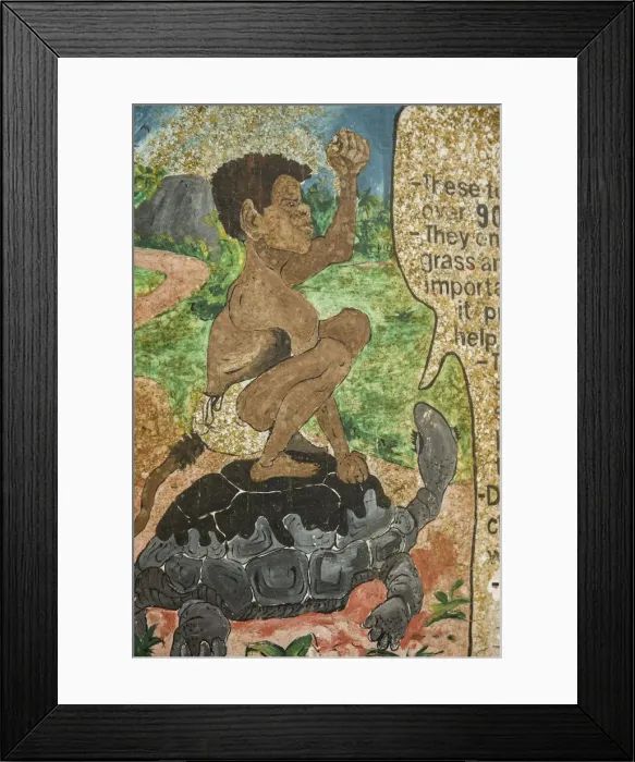 Framed Print : Mural of local boy, L Union Estate Plantation, La Digue, Seychelles Framed Print : Mural of local boy, L Union Estate Plantation, La Digue, Seychelles