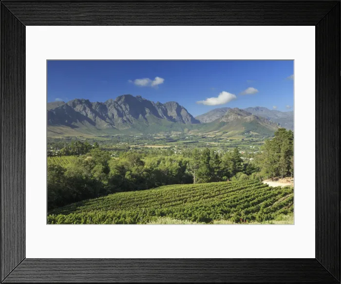 Framed Print : South Africa, Western Cape, Franschhoek, view over Town and Valley Framed Print : South Africa, Western Cape, Franschhoek, view over Town and Valley
