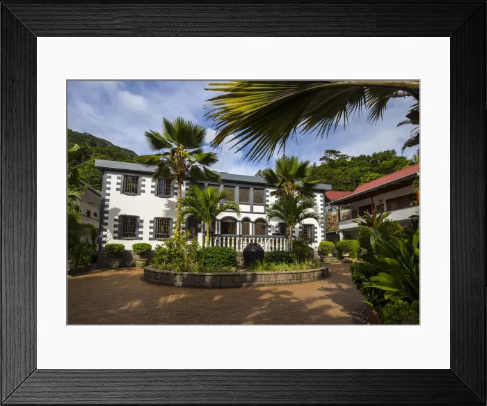 Framed Print : Chateau St. Cloud hotel, La Digue, Seychelles Framed Print : Chateau St. Cloud hotel, La Digue, Seychelles