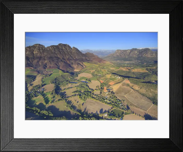 Framed Print : South Africa, Western Cape, Stellenbosch, Aerial view of Simonsberg Mountain range Framed Print : South Africa, Western Cape, Stellenbosch, Aerial view of Simonsberg Mountain range