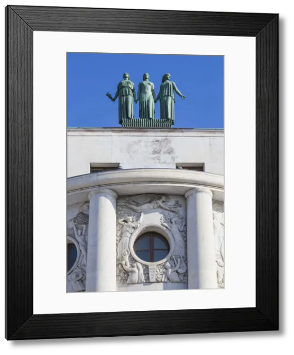Framed Print : Serbia, Belgrade, Stari Grad - the Old Town, Three statues on top of The French Embassy Framed Print : Serbia, Belgrade, Stari Grad - the Old Town, Three statues on top of The French Embassy