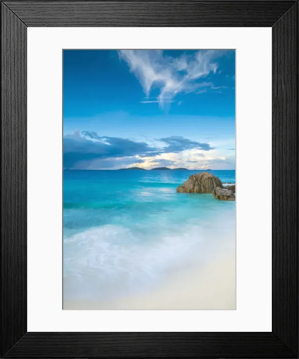 Framed Print : Tropical beach, La Digue, Seychelles