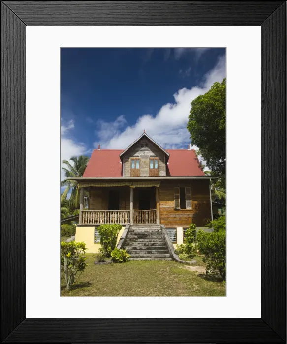 Framed Print : Seychelles, La Digue Island, La Passe, Creole house Framed Print : Seychelles, La Digue Island, La Passe, Creole house