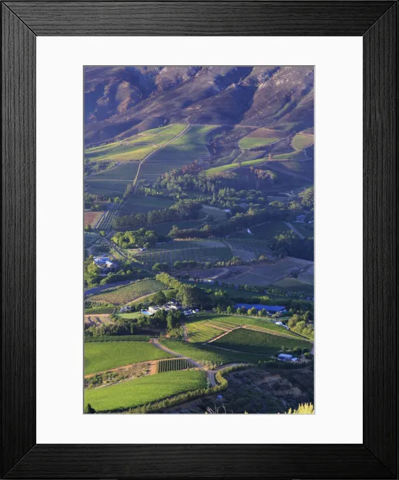 Framed Print : South Africa, Western Cape, Stellenbosch, Aerial view of Simonsberg Mountain range Framed Print : South Africa, Western Cape, Stellenbosch, Aerial view of Simonsberg Mountain range
