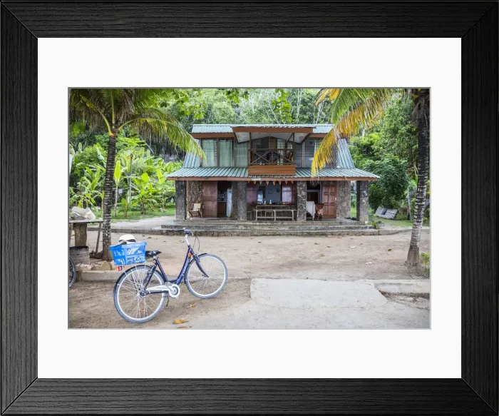 Framed Print : Home let for holidaymakers, La Digue, Seychelles Framed Print : Home let for holidaymakers, La Digue, Seychelles