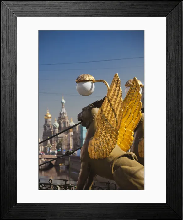 Framed Print : Russia, St. Petersburg, Center, Bankovsky Bridge, griffin statue Framed Print : Russia, St. Petersburg, Center, Bankovsky Bridge, griffin statue