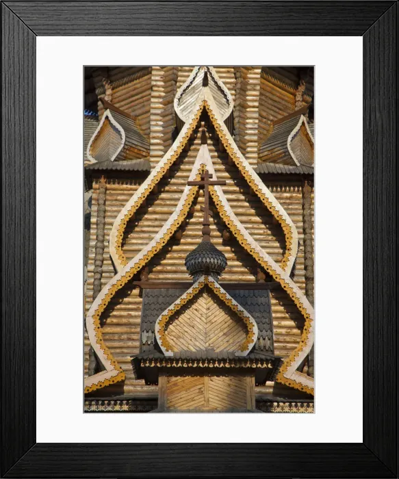 Framed Print : Russia, Moscow, Wooden Church at Izmaylovo Flea Market close to Izmailovsky Park
