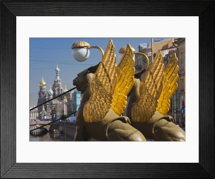 Framed Print : Russia, St. Petersburg, Center, Bankovsky Bridge, griffin statue Framed Print : Russia, St. Petersburg, Center, Bankovsky Bridge, griffin statue