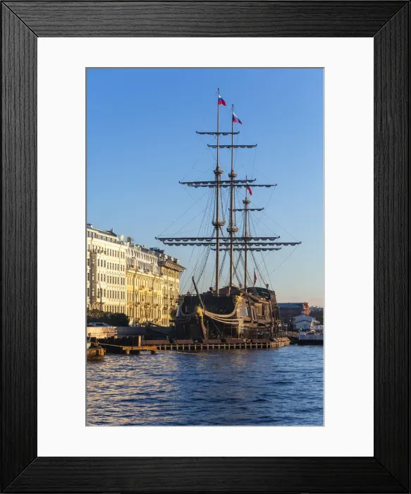 Framed Print : Sailing ship Blagodat currently a floating restaurant, Neva river, St Petersburg, Russia Framed Print : Sailing ship Blagodat currently a floating restaurant, Neva river, St Petersburg, Russia