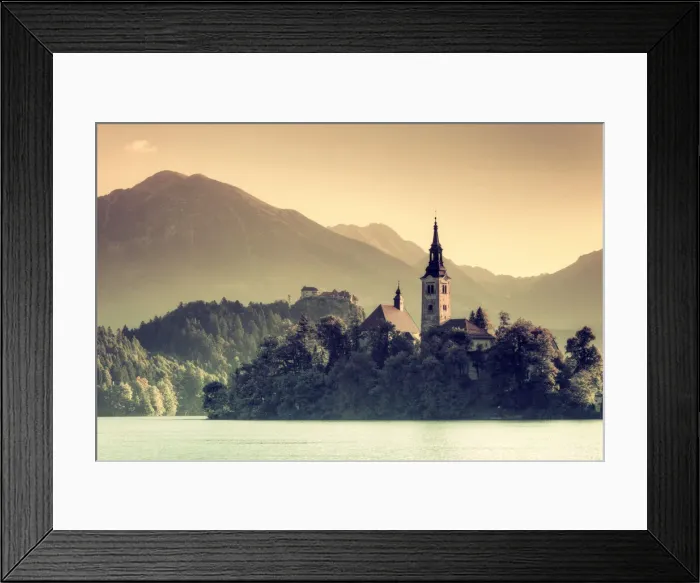 Framed Print : Slovenia, Bled, Lake Bled and Julian Alps