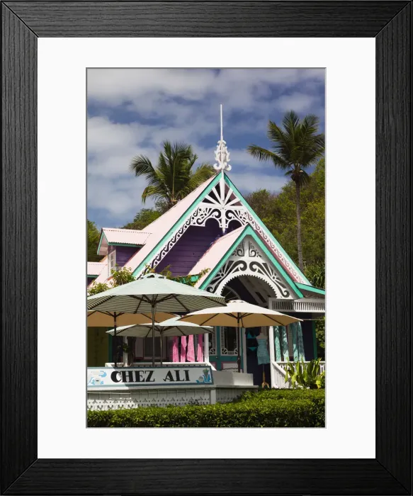 Framed Print : St. Vincent and the Grenadines, Mustique, Britannia Bay, village shop Framed Print : St. Vincent and the Grenadines, Mustique, Britannia Bay, village shop