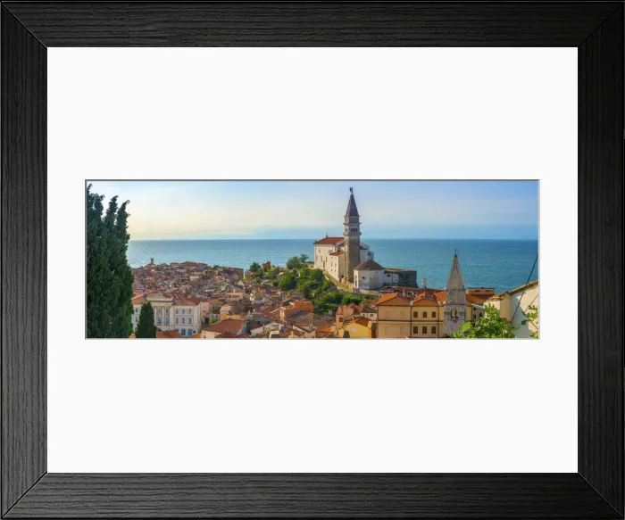 Framed Print : Slovenia, Primorska, Piran, Old Town, Church of St. George (Cerkev sv. Jurija)