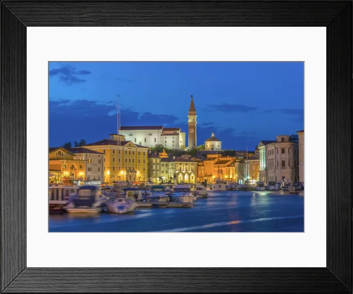 Framed Print : Slovenia, Primorska, Piran, Old Town Harbour, Church of St Framed Print : Slovenia, Primorska, Piran, Old Town Harbour, Church of St