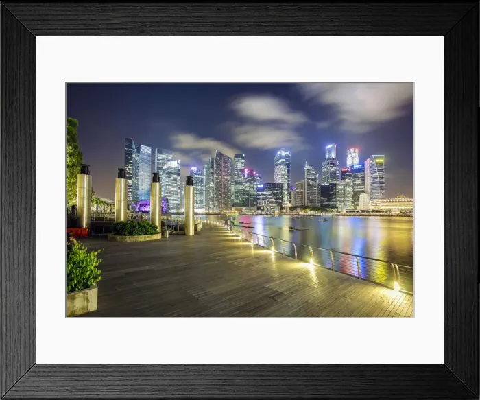 Framed Print : Singapore, Marina Bay, Water and lights show, City Skyline at night Framed Print : Singapore, Marina Bay, Water and lights show, City Skyline at night