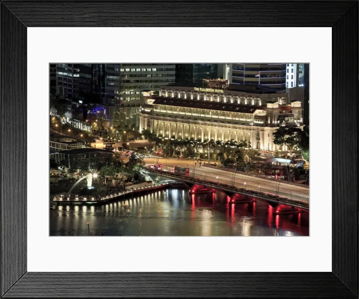 Framed Print : Singapore, The Fullerton Hotel and Merlion Park Framed Print : Singapore, The Fullerton Hotel and Merlion Park