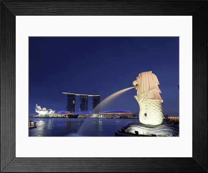 Framed Print : Singapore, Merlion Park, Merlion Fountain Framed Print : Singapore, Merlion Park, Merlion Fountain