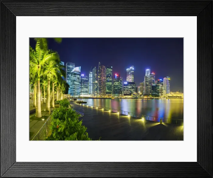 Framed Print : South East Asia, Singapore, Marina Bay, City Skyline at night Framed Print : South East Asia, Singapore, Marina Bay, City Skyline at night