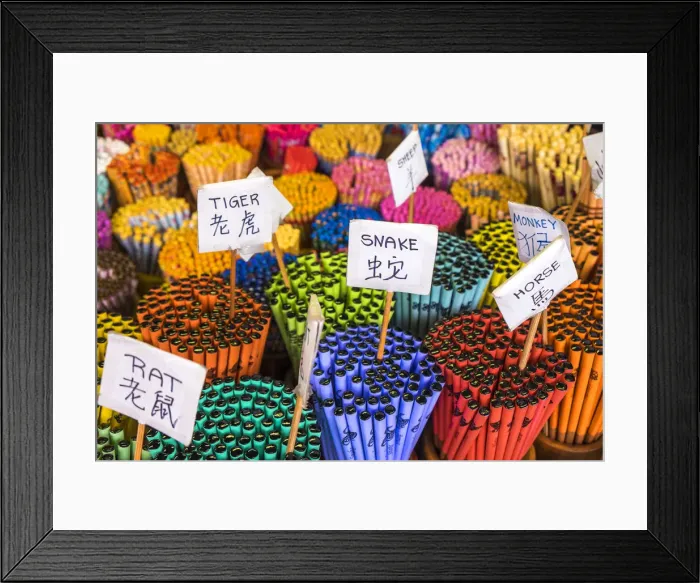 Framed Print : Chopsticks with Chinese animal zodiac signs, Chinatown, Singapore Framed Print : Chopsticks with Chinese animal zodiac signs, Chinatown, Singapore