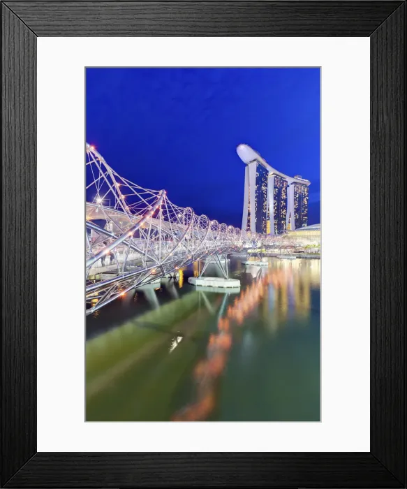 Framed Print : The Helix Bridge and Marina Bay Sands, Marina Bay, Singapore Framed Print : The Helix Bridge and Marina Bay Sands, Marina Bay, Singapore