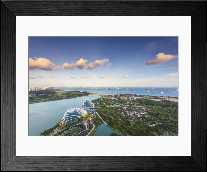 Framed Print : Singapore, elevated view of the Gardens By The Bay with the Indoor Botanical Gardens
