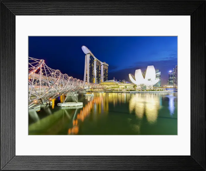 Framed Print : The Helix Bridge and Marina Bay Sands, Marina Bay, Singapore Framed Print : The Helix Bridge and Marina Bay Sands, Marina Bay, Singapore