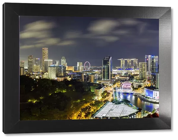 Singapore, Elevated view over Fort Canning Park and the modern City Skyline