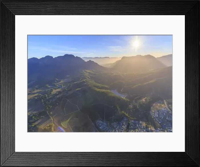 Framed Print : South Africa, Western Cape, Stellenbosch, Aerial View over the Valley and Wine Estates Framed Print : South Africa, Western Cape, Stellenbosch, Aerial View over the Valley and Wine Estates