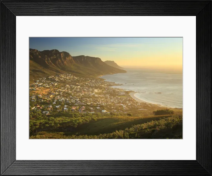 Framed Print : South Africa, Western Cape, Cape Town, Table Montain, Twelve Apostles and Camp s Framed Print : South Africa, Western Cape, Cape Town, Table Montain, Twelve Apostles and Camp s