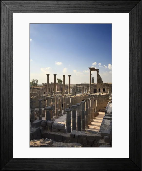 Framed Print : Syria, Bosra, ruins of the ancient Roman town (a UNESCO site), ruins of Decumanus