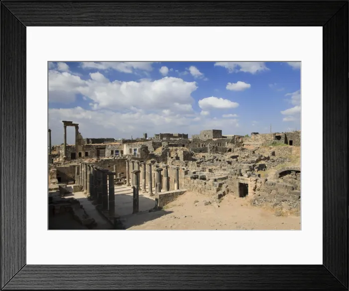 Framed Print : Syria, Bosra, ruins of the ancient Roman town (a UNESCO site), ruins of Decumanus