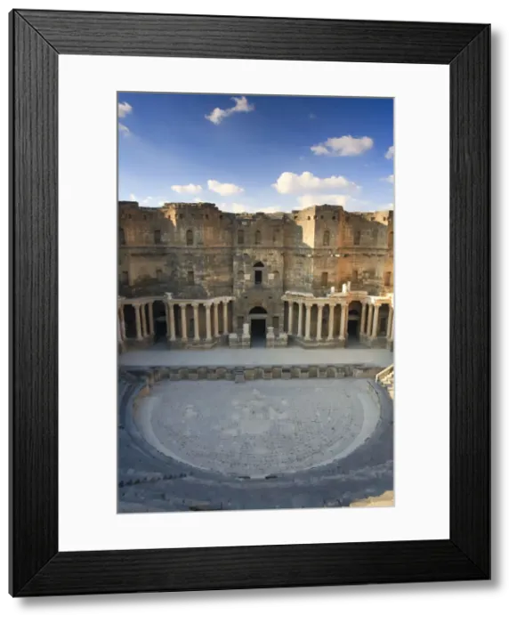 Framed Print : Syria, Bosra, ruins of the ancient Roman town (a UNESCO site), Citadel and Theatre
