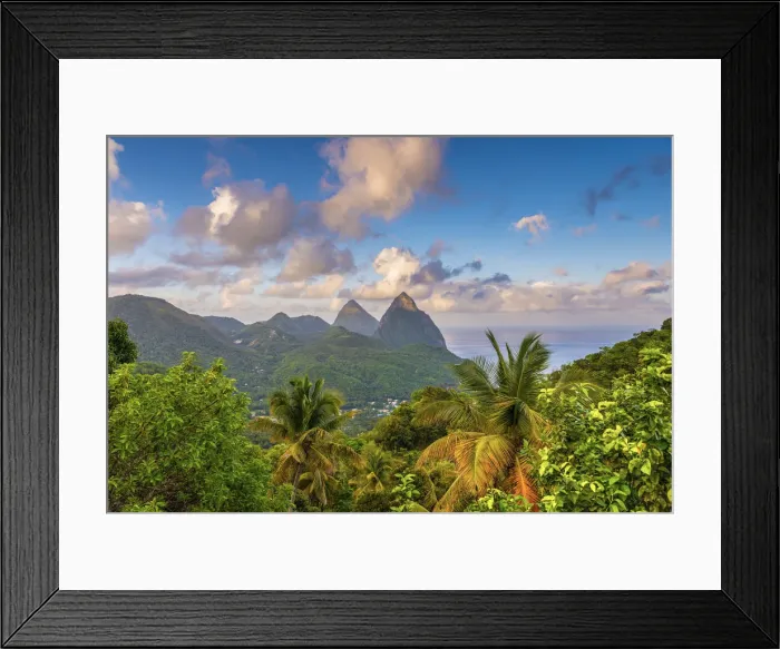Framed Print : Caribbean, St Lucia, Petit (near) and Gros Piton Mountains (UNESCO World Heritage Site) Framed Print : Caribbean, St Lucia, Petit (near) and Gros Piton Mountains (UNESCO World Heritage Site)
