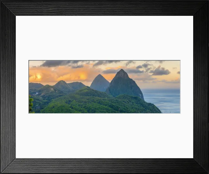 Framed Print : Caribbean, St Lucia, Petit (near) and Gros Piton Mountains (UNESCO World Heritage Framed Print : Caribbean, St Lucia, Petit (near) and Gros Piton Mountains (UNESCO World Heritage