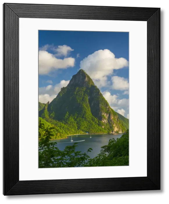 Framed Print : Caribbean, St Lucia, Soufriere, Soufriere Bay, Petit Piton (UNESCO World Heritage Site) Framed Print : Caribbean, St Lucia, Soufriere, Soufriere Bay, Petit Piton (UNESCO World Heritage Site)