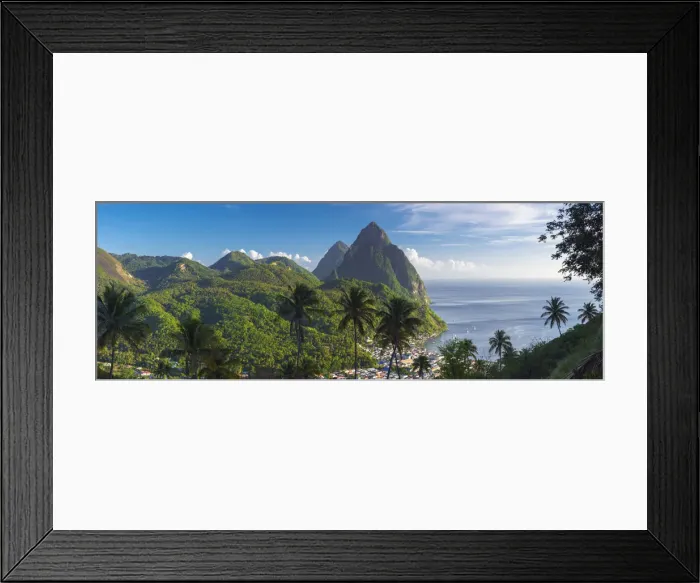 Framed Print : Caribbean, St Lucia, Petit (near) and Gros Piton Mountains (UNESCO World Heritage Framed Print : Caribbean, St Lucia, Petit (near) and Gros Piton Mountains (UNESCO World Heritage