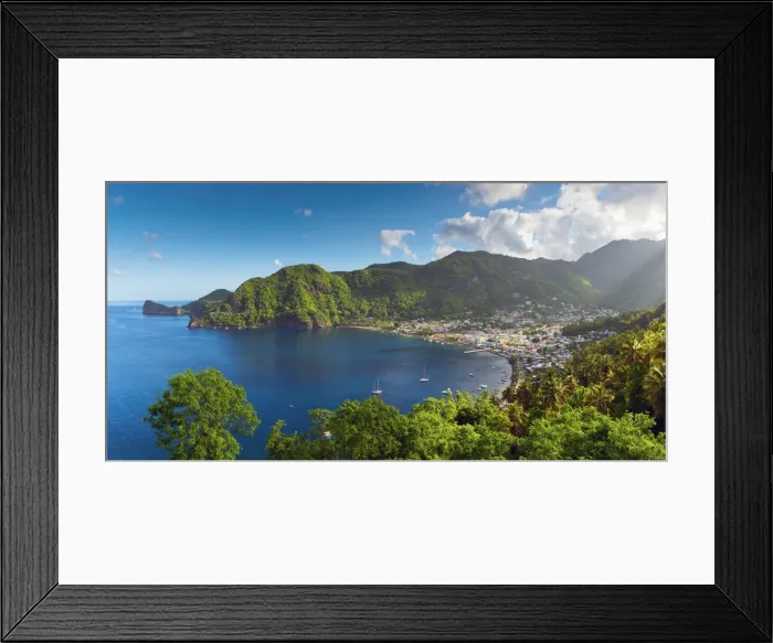 Framed Print : Caribbean, St Lucia, Soufriere, Soufriere Bay