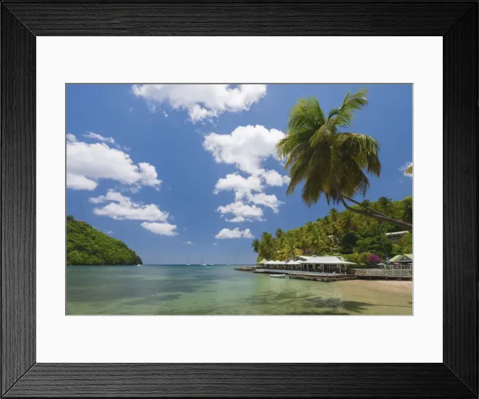Framed Print : Caribbean, St Lucia, Marigot, Marigot Bay, Marigot Bay Beach Club Hotel