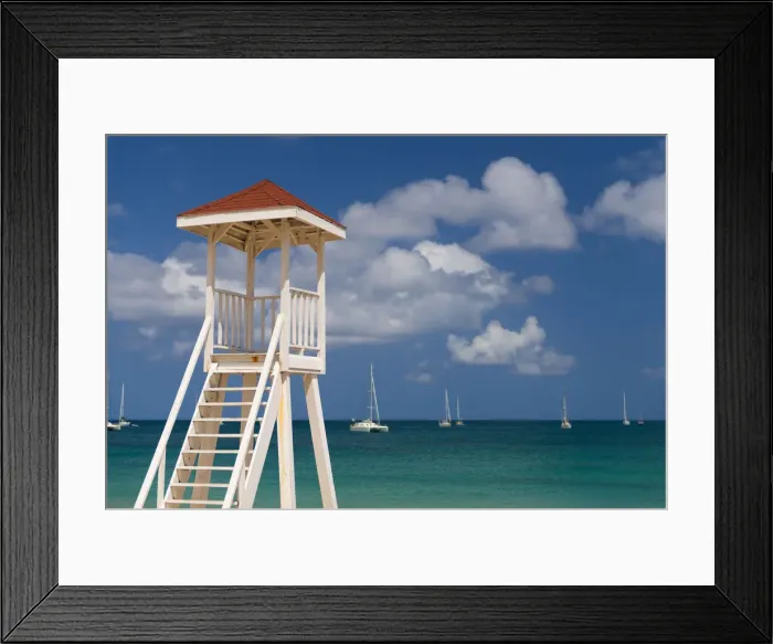 Framed Print : Caribbean, St Lucia, Gros Islet, Rodney Bay, Reduit Beach, Life Guard Lookout Framed Print : Caribbean, St Lucia, Gros Islet, Rodney Bay, Reduit Beach, Life Guard Lookout