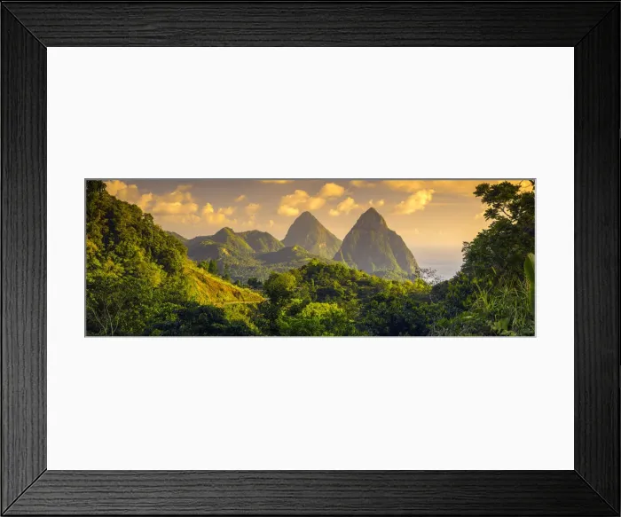 Framed Print : Caribbean, St Lucia, Petit (near) and Gros Piton Mountains (UNESCO World Heritage Site) Framed Print : Caribbean, St Lucia, Petit (near) and Gros Piton Mountains (UNESCO World Heritage Site)