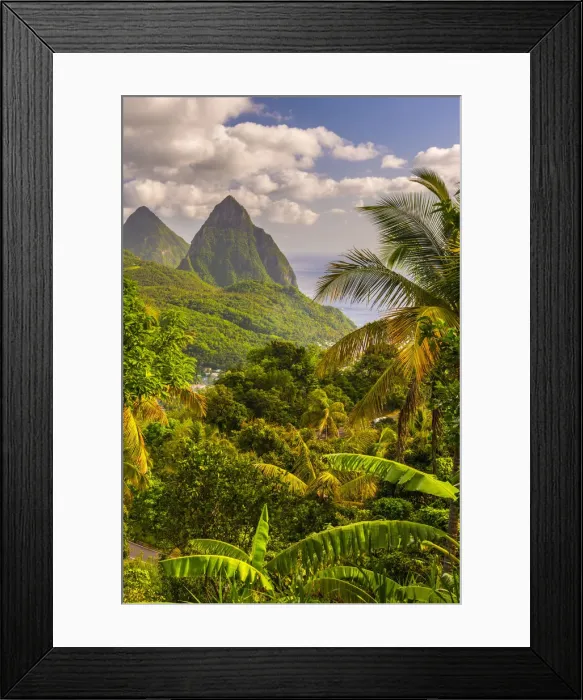 Framed Print : Caribbean, St Lucia, Petit (near) and Gros Piton Mountains (UNESCO World Heritage Site) Framed Print : Caribbean, St Lucia, Petit (near) and Gros Piton Mountains (UNESCO World Heritage Site)