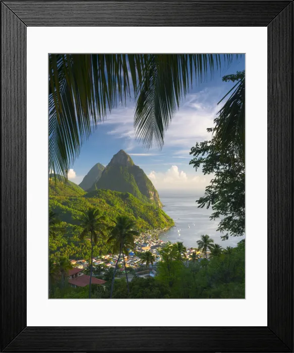 Framed Print : Caribbean, St Lucia, Petit (near) and Gros Piton Mountains (UNESCO World Heritage Framed Print : Caribbean, St Lucia, Petit (near) and Gros Piton Mountains (UNESCO World Heritage