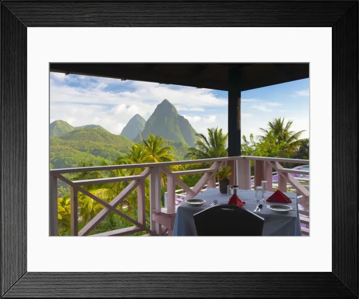 Framed Print : Caribbean, St Lucia, Petit (near) and Gros Piton Mountains (UNESCO World Heritage Framed Print : Caribbean, St Lucia, Petit (near) and Gros Piton Mountains (UNESCO World Heritage