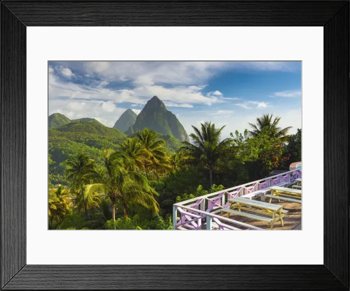 Framed Print : Caribbean, St Lucia, Petit (near) and Gros Piton Mountains (UNESCO World Heritage Framed Print : Caribbean, St Lucia, Petit (near) and Gros Piton Mountains (UNESCO World Heritage