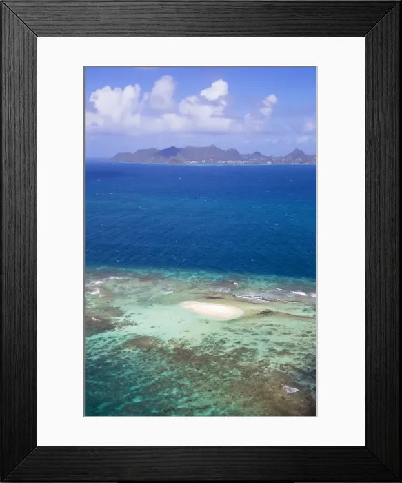 Framed Print : St Vincent and The Grenadines, Aerial view of a sand bank Framed Print : St Vincent and The Grenadines, Aerial view of a sand bank
