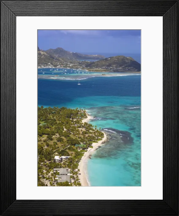 Framed Print : St Vincent and The Grenadines, View of Palm Island, with Union Island in distance