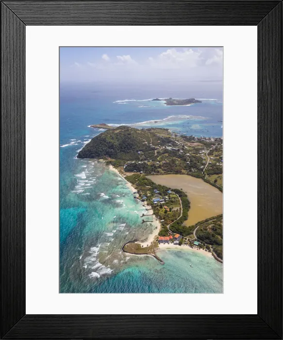 Framed Print : St Vincent and The Grenadines, Aerial view of Union Island looing towards Belmont Bay Framed Print : St Vincent and The Grenadines, Aerial view of Union Island looing towards Belmont Bay